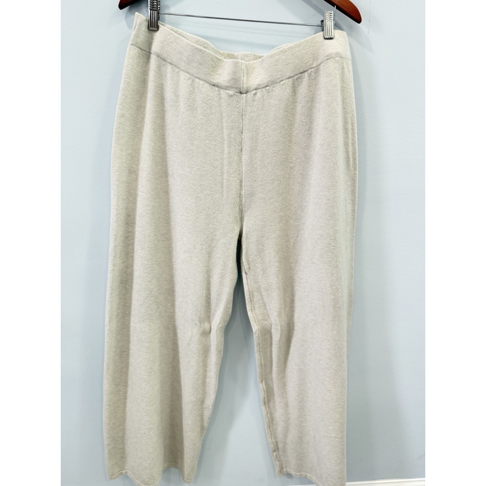 Terra & Sky 1X 2 Piece Knit Vest Wide Leg Pants Set Neutral Boho Chic Loungewear - Picture 8 of 11